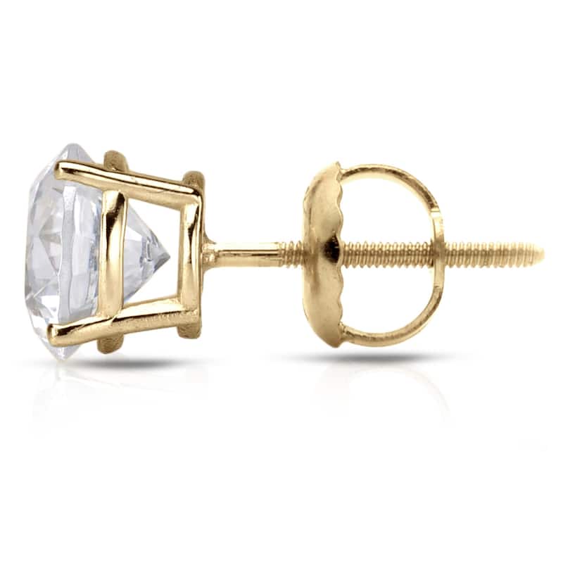 14K Yellow Gold 1/4ct to 1ct TDW Round Screw-Back Diamond Earrings by Auriya