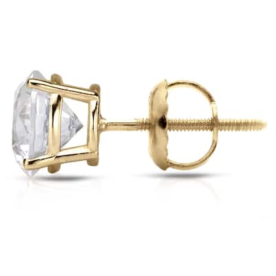 14K Yellow Gold 1/4ct to 1ct TDW Round Screw-Back Diamond Earrings by Auriya