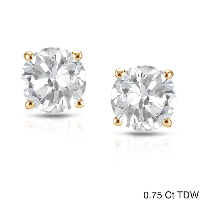 14K Yellow Gold 1/4ct to 1ct TDW Round Screw-Back Diamond Earrings by Auriya - 0.75ct