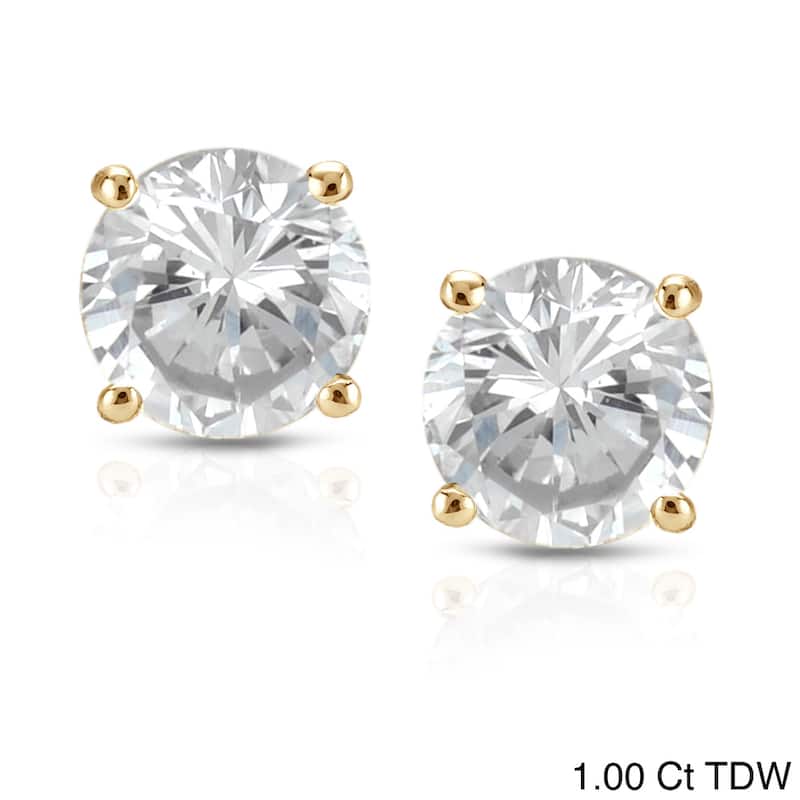 14K Yellow Gold 1/4ct to 1ct TDW Round Screw-Back Diamond Earrings by Auriya - 1.00ct