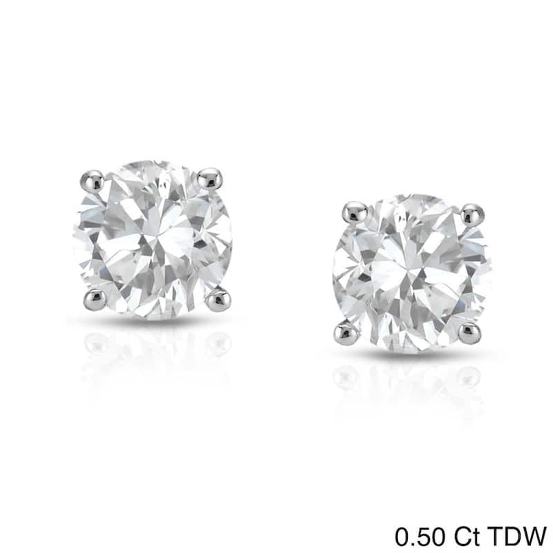 Auriya 1/4ct to 1ct TW Round Diamond Stud Earrings 14k White Gold - 0.50ct