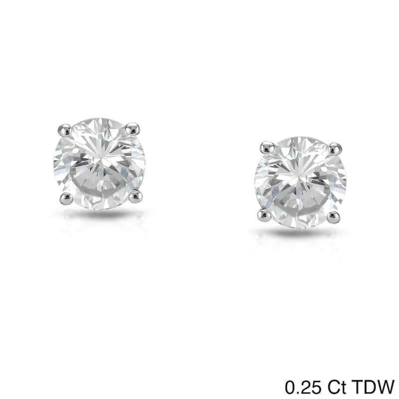 Auriya 1/4ct to 1ct TW Round Diamond Stud Earrings 14k White Gold - 0.25ct