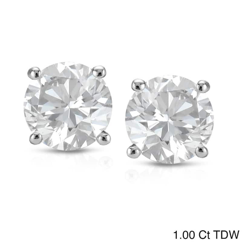 Auriya 1/4ct to 1ct TW Round Diamond Stud Earrings 14k White Gold - 1.00ct