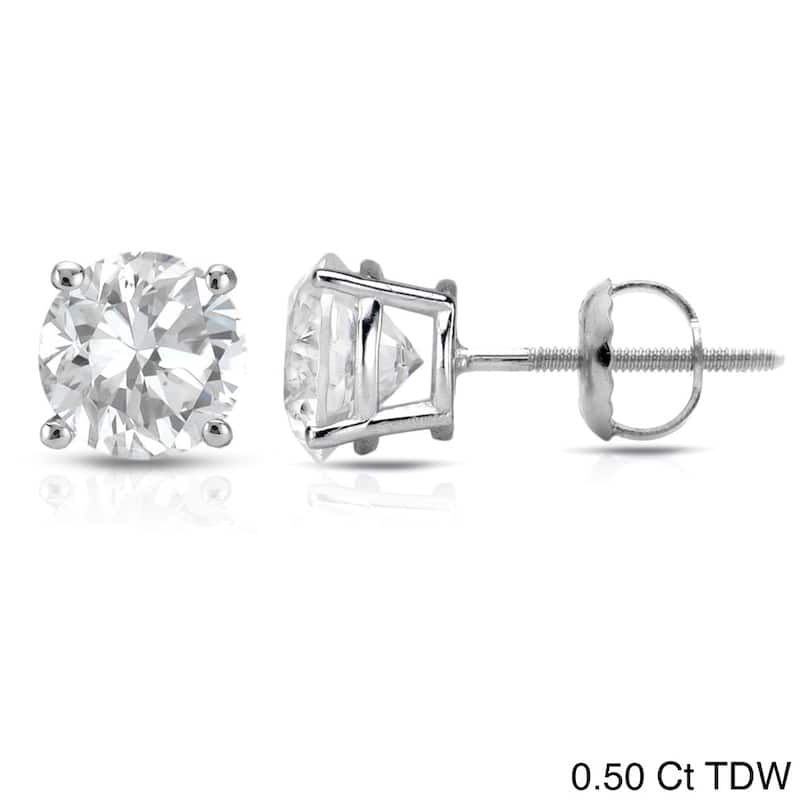 Auriya 1/4ct to 1ct TW Round Diamond Stud Earrings 14k White Gold - 0.50ct