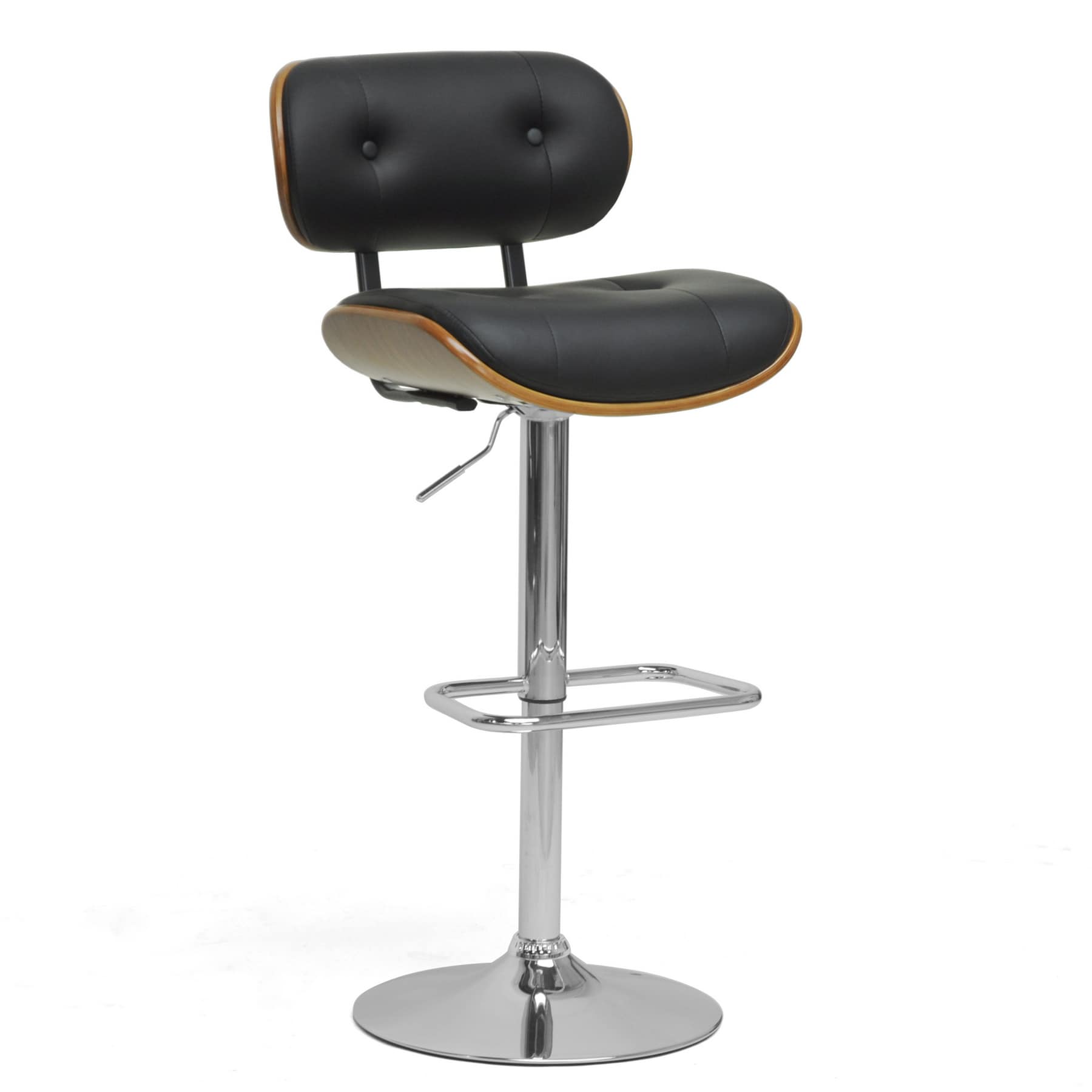 Leona Walnut And Black Modern Bar Stool