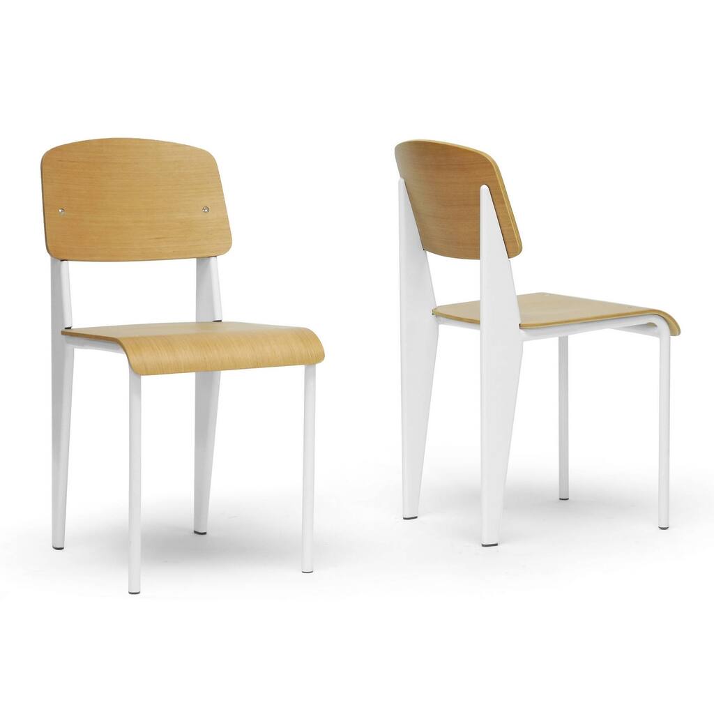Baxton Studio Langsam Modern Dining Chair with White Frame (Set of 2)