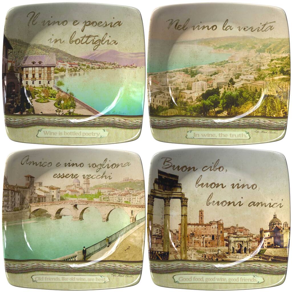 Italian Inspirations Collection Porcelain Appetizer Plates (Set of 4)