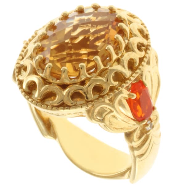 Dallas Prince Gold over Silver Citrine, Fire Opal and White Sapphire ...