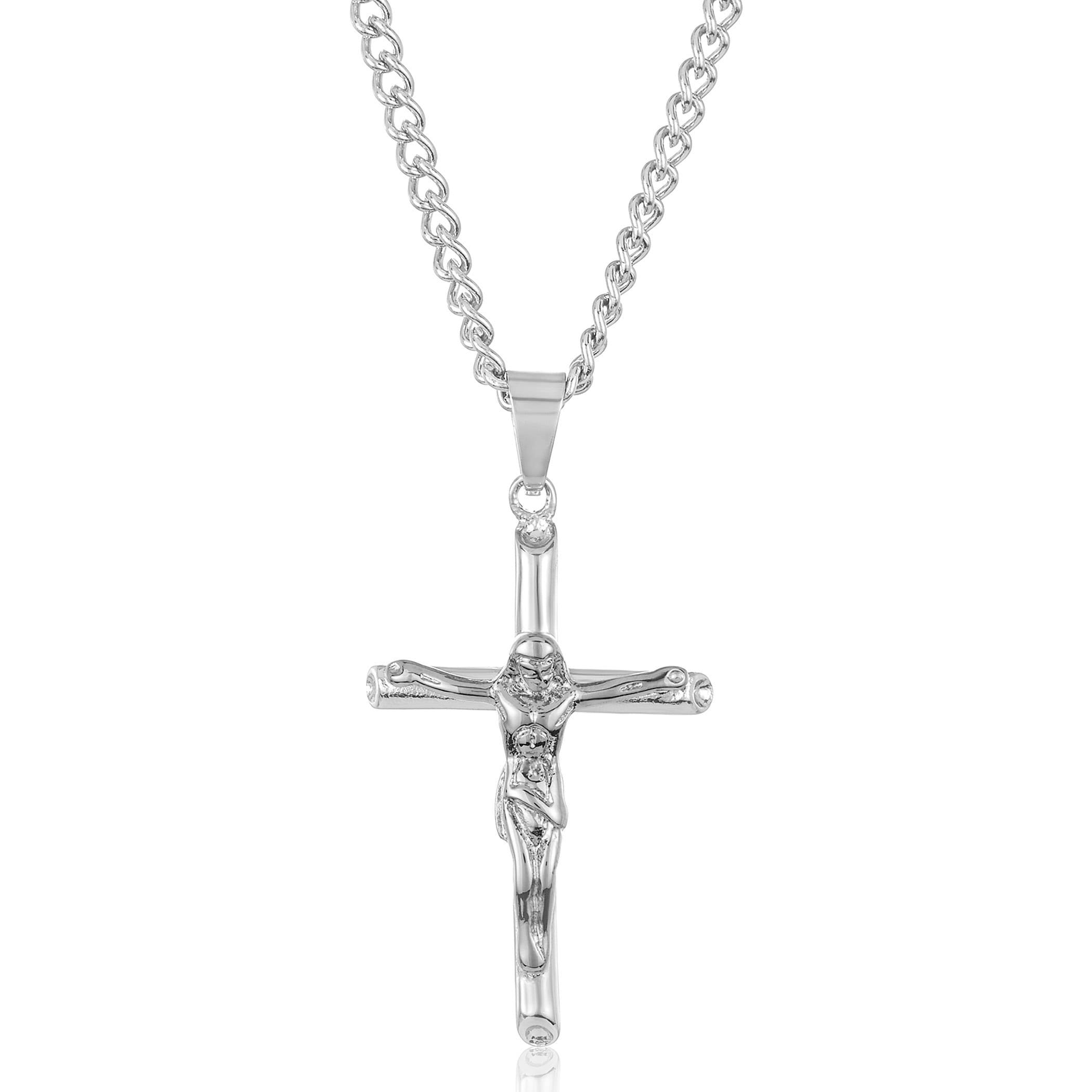 Mens silver crucifix chain Clearance