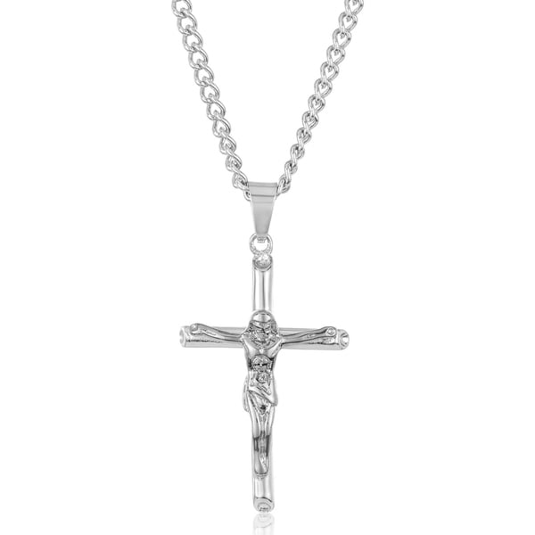 Stainless Steel Men's Crucifix Cross Necklace