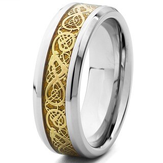 Shop Crucible Stainless Steel Celtic Dragon Inlay Comfort Fit Ring (8mm ...