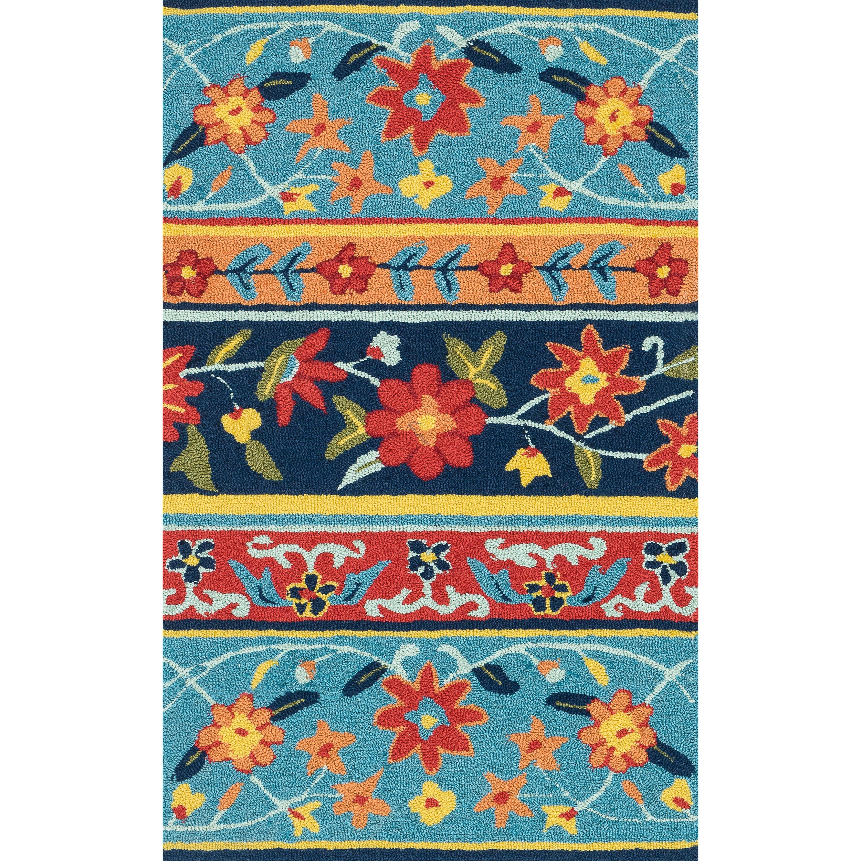 Hand Hooked Fandango Blue/ Multi Rug (23 X 39)