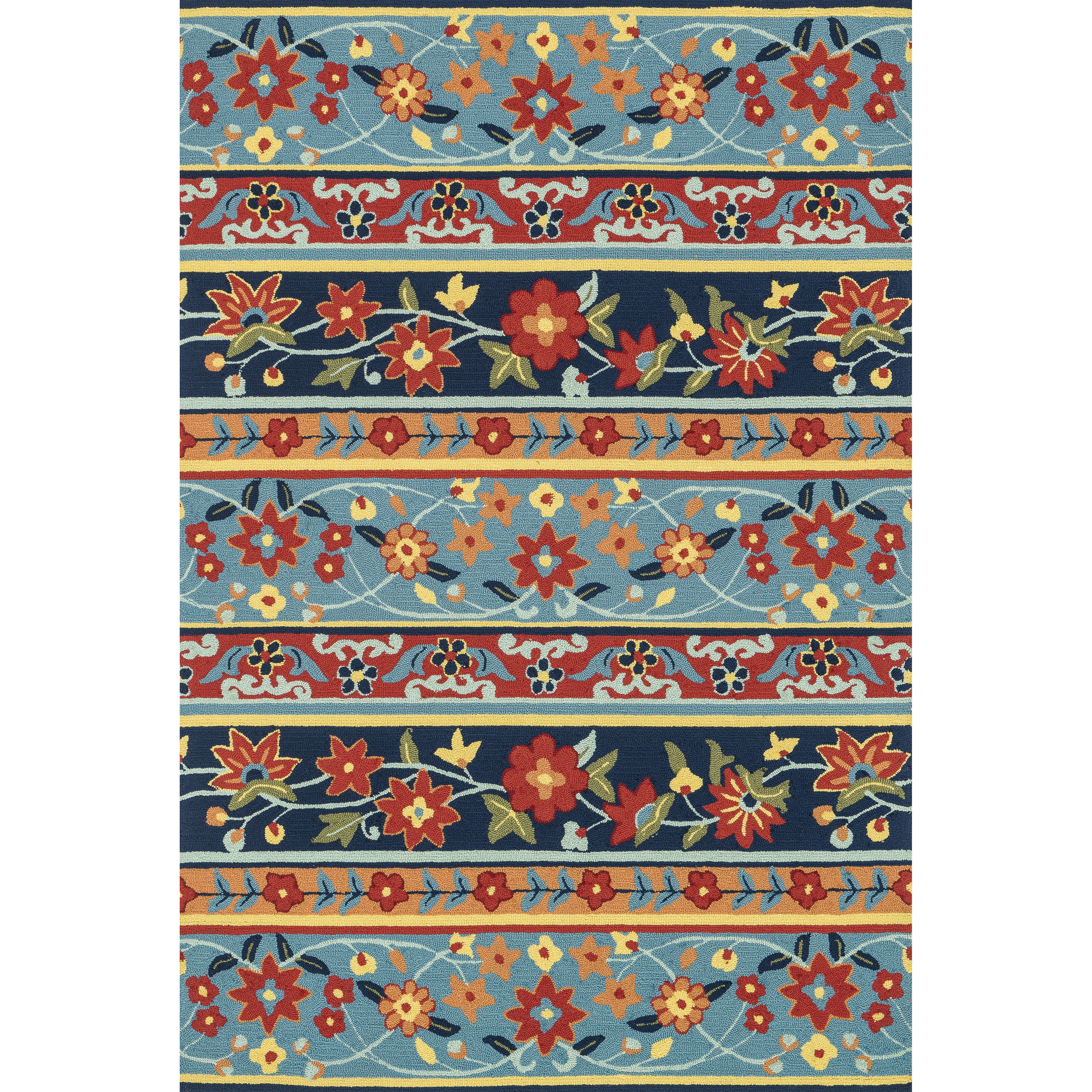 Hand Hooked Fandango Blue/ Multi Rug (76 X 96)