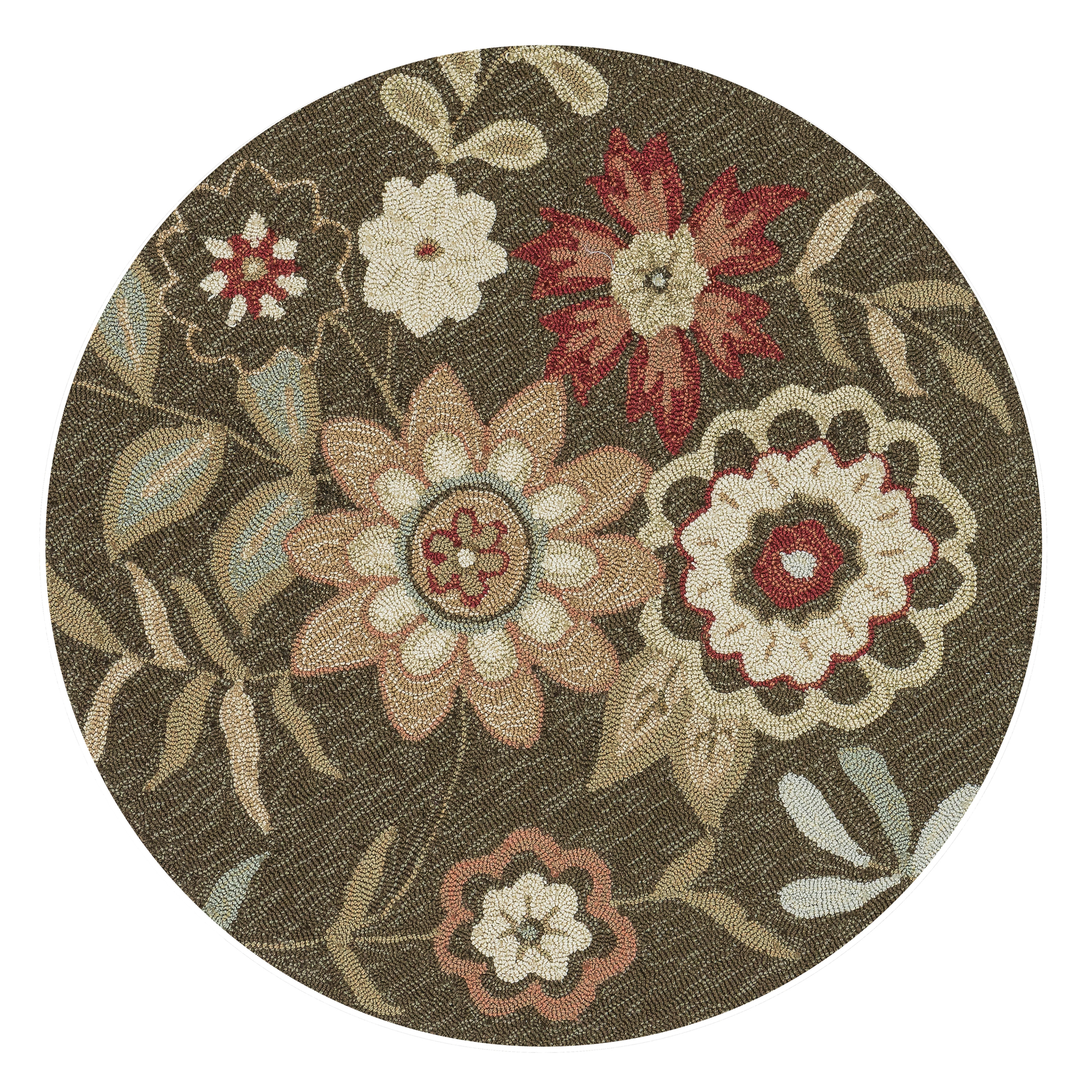 Hand hooked Charlotte Brown Rug (3 Round)