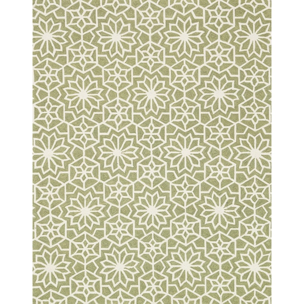 Hand Hooked Charlotte Green Rug (7'6 x 9'6) - 7'6" x 9'6"