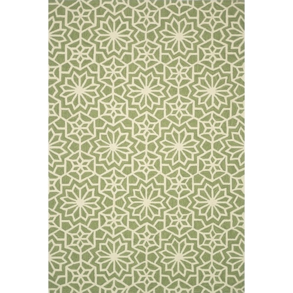 Hand Hooked Charlotte Green Rug - 5' x 7'6"