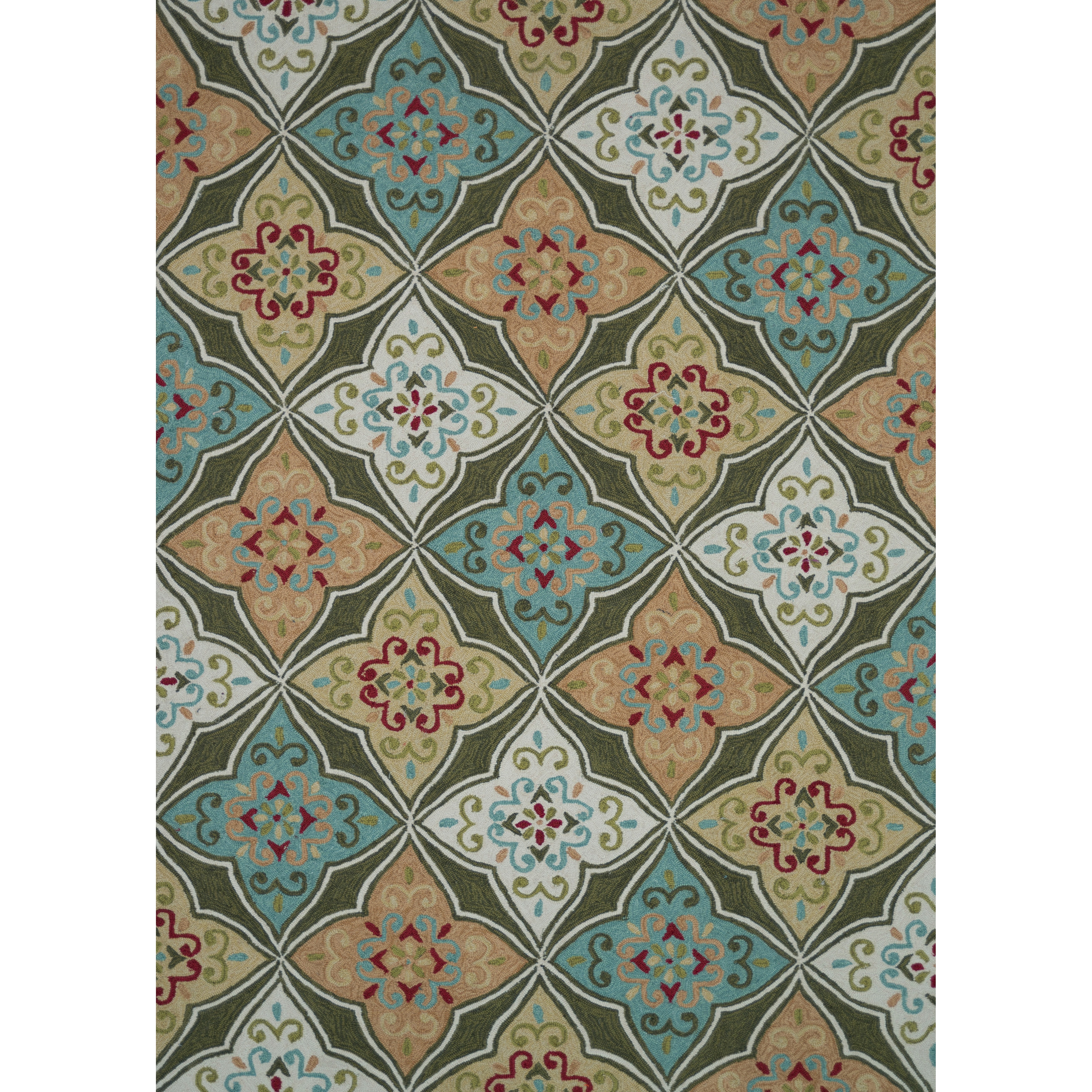 Hand Hooked Fandango Olive/ Ivory Rug (76 X 96)