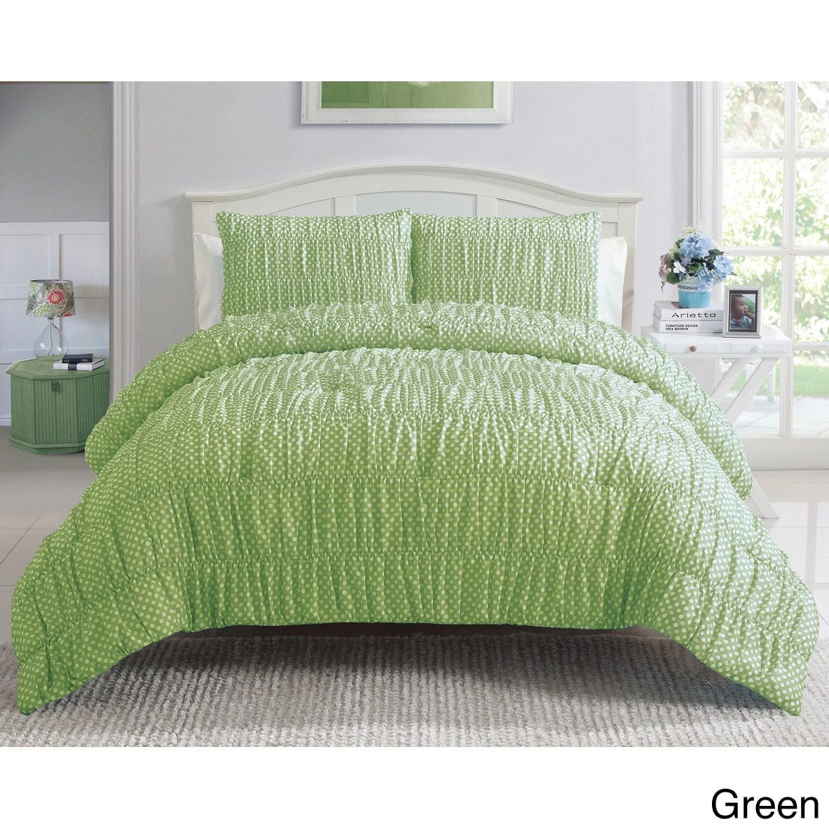 Polka Dot 2 And 3 piece Comforter Set Polka Dot 3 piece Comforter Set Green Size Twin