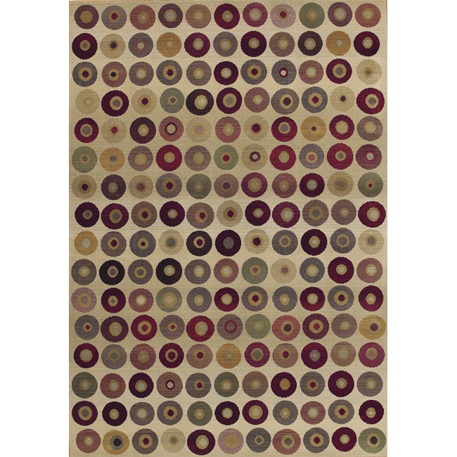 Generations Beige/ Red Polypropylene Area Rug (67 X 91)