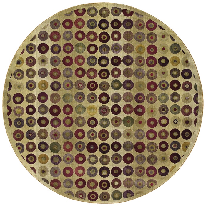 Generations Beige/ Red Polypropylene Rug (8 Round)