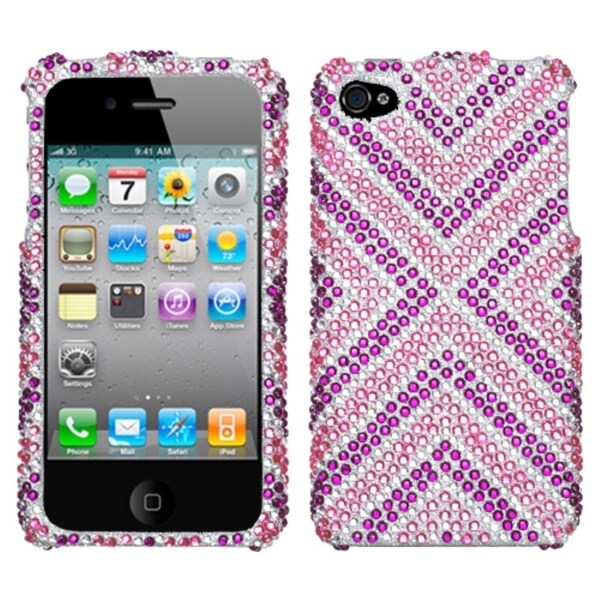 INSTEN Cautions/ Diamante Phone Case Cover for Apple iPhone 4S/ 4