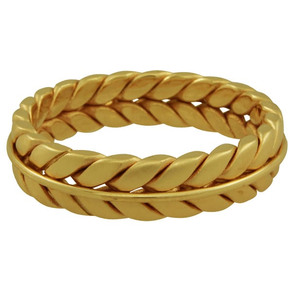 14k Yellow Gold Men's Comfort Fit Double Rope Design Wedding Band Men's Rings