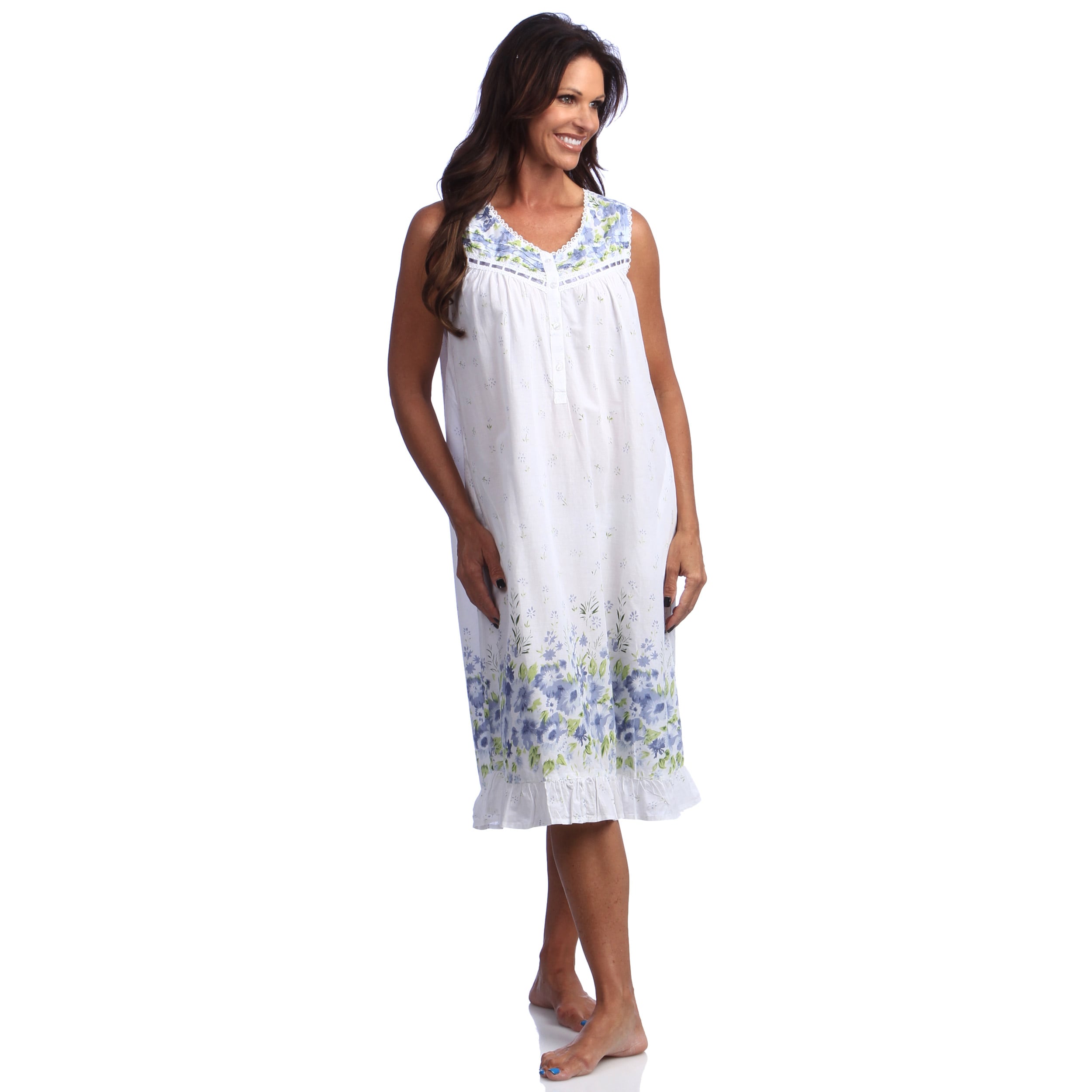 Womens Cotton Floral Print Gown