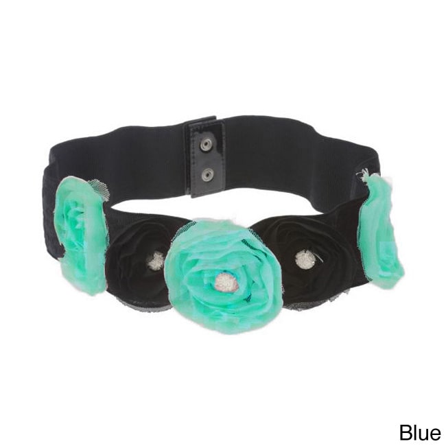 Tabeez Womens Rosette Embellished Stretch Belt