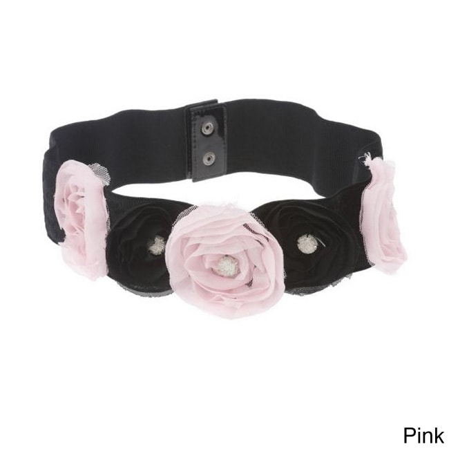 Tabeez Womens Rosette Embellished Stretch Belt