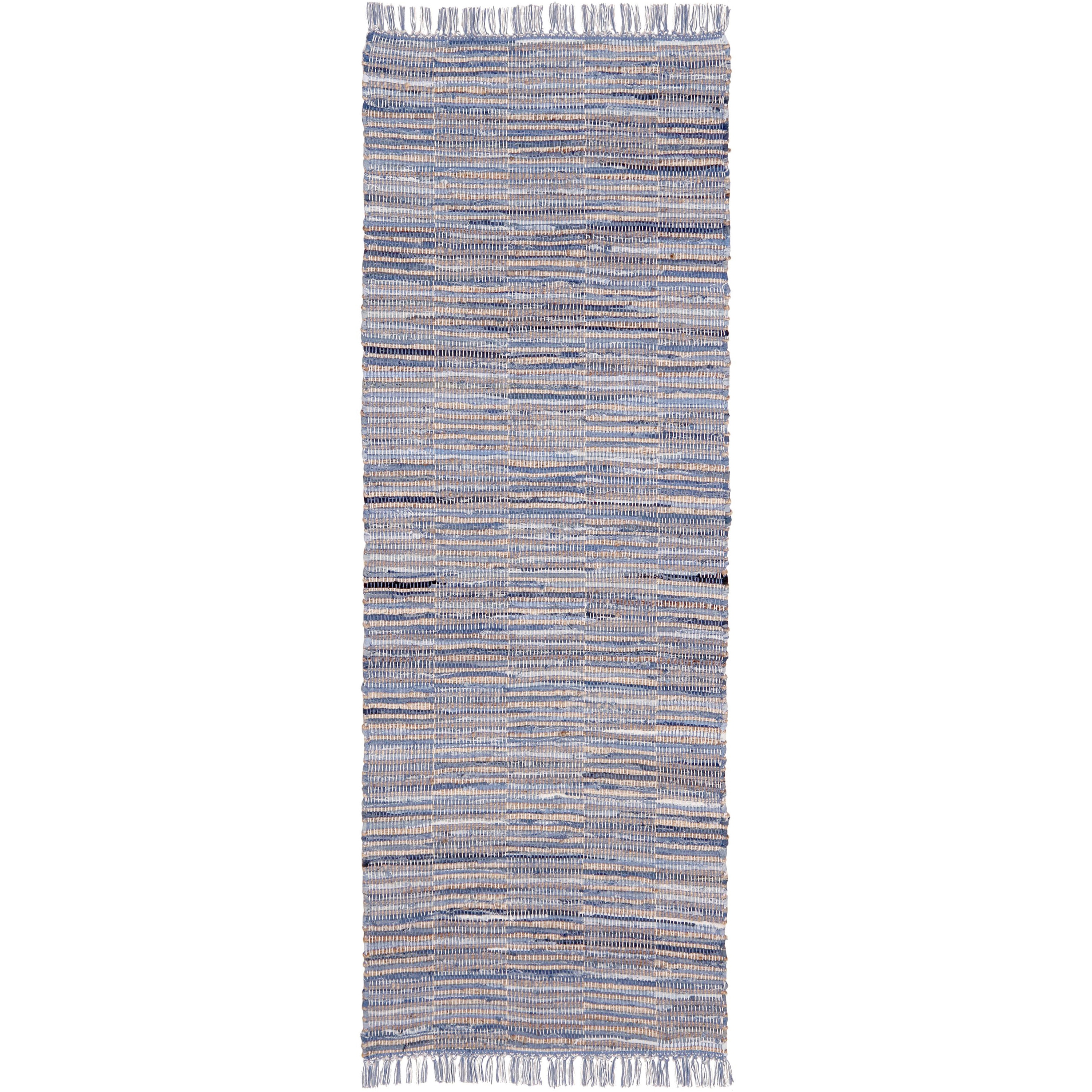 Blue Jeans Denim Checkered   Hemp Rug (25 X 8)