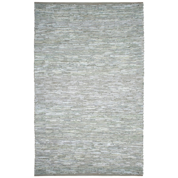 Hand-woven Matador White Leather Rug (10' x 14') - 10' x 14'