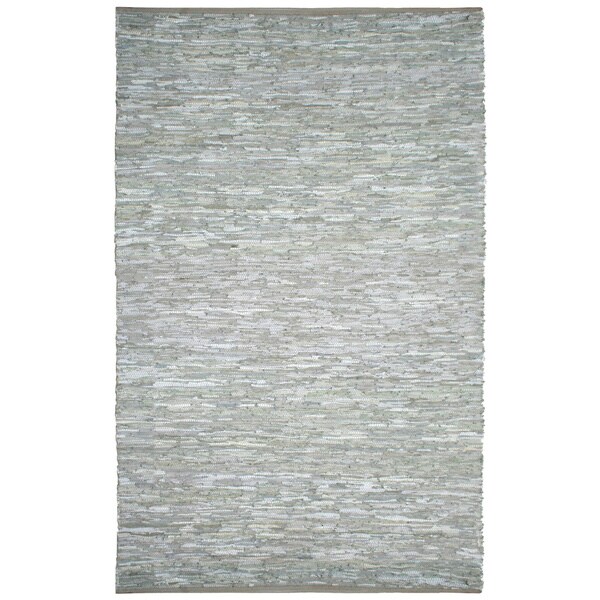 Hand-woven Matador White Leather Rug - 10' x 14'