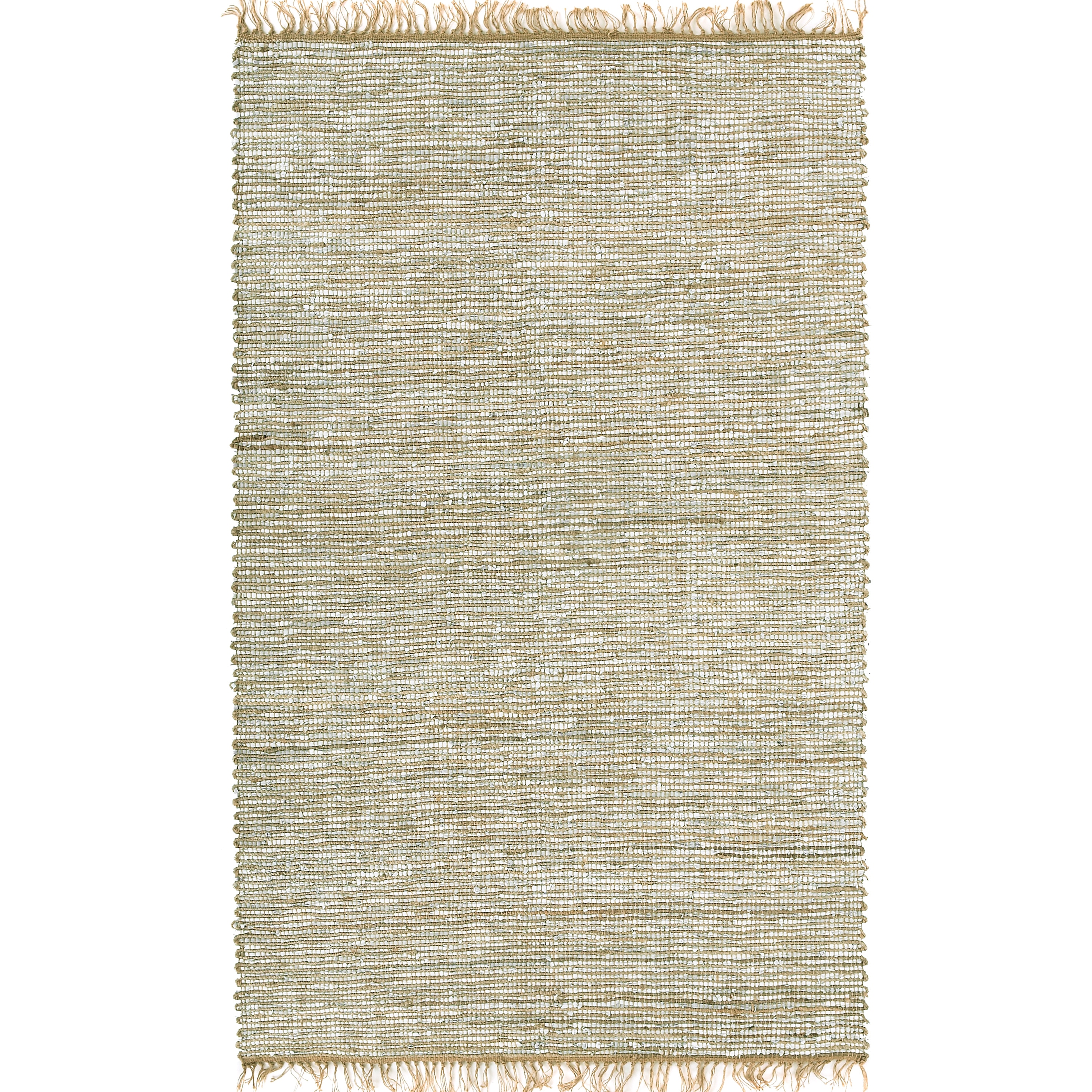 Hand woven Matador White Leather And Hemp Rug (10 X 14)