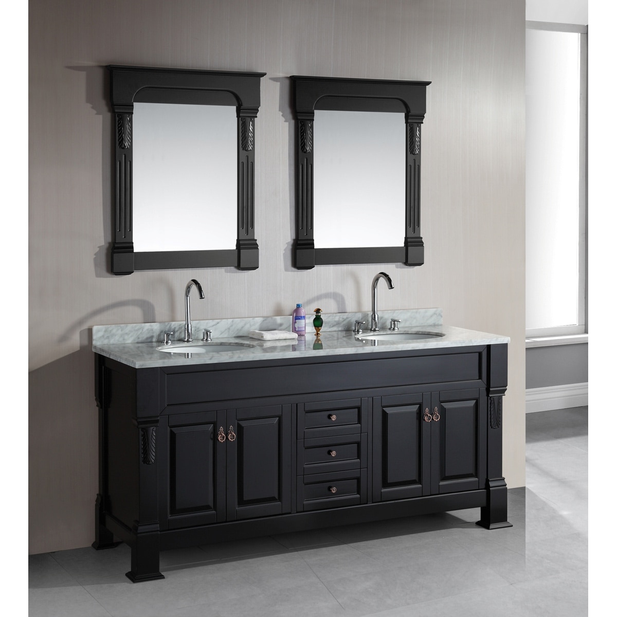 Design Element Marcos 72 inch Espresso Finish Double Sink Vanity Set White Size Double Vanities