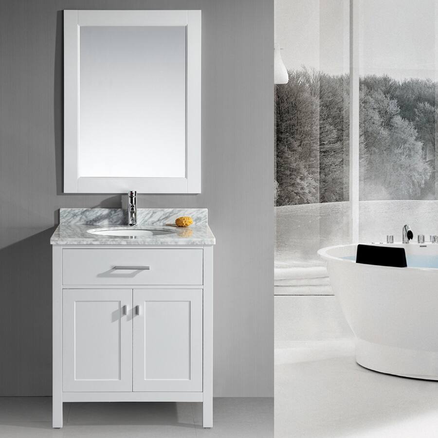 Design Element London 30-Inch Single Sink White Bathroom Vanity Set