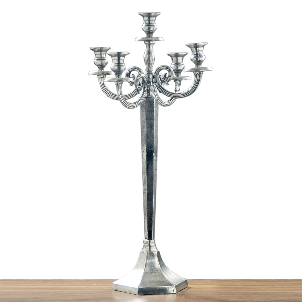 Nickel Finish Aluminum 5 light Candelabra