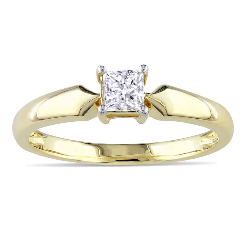 Miadora 10k Yellow Gold 1/3ct TDW Diamond Solitaire Ring (J-K, I2-I3) - 5