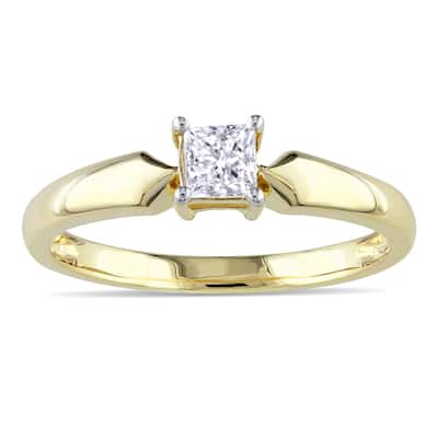 Miadora 10k Yellow Gold 1/3ct TDW Diamond Solitaire Ring (J-K, I2-I3)