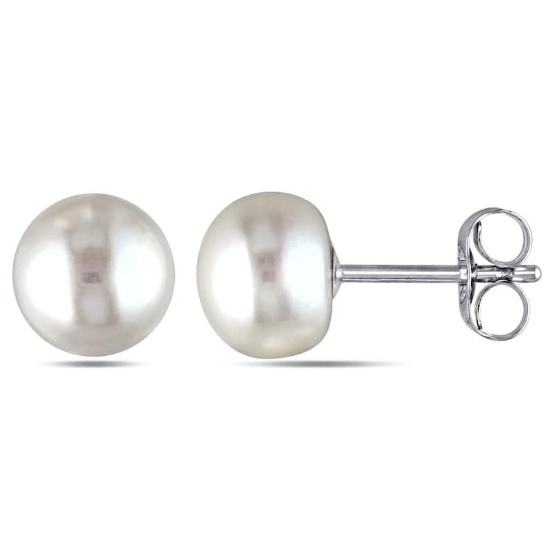 Miadora 14k White Gold White Cultured Freshwater Pearl Stud Earrings (6.5-7 mm)