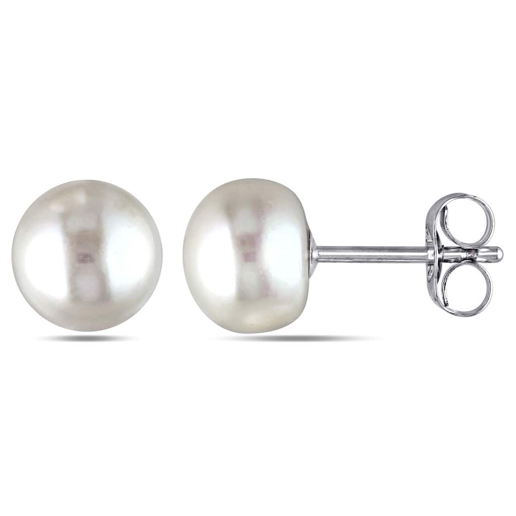 Miadora 14k White Gold White Cultured Freshwater Pearl Stud Earrings (6.5-7 mm)