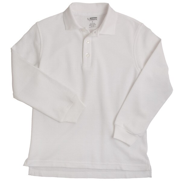 Shop French Toast Boys Long Sleeve White Pique Polo Shirt - Free ...