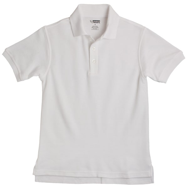 French Toast Childrens Short Sleeve Pique White Polo Shirt