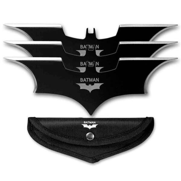 Black Batman Bat Darts Fixed Blade Batarang Throwing Knives (Pack of 3 ...