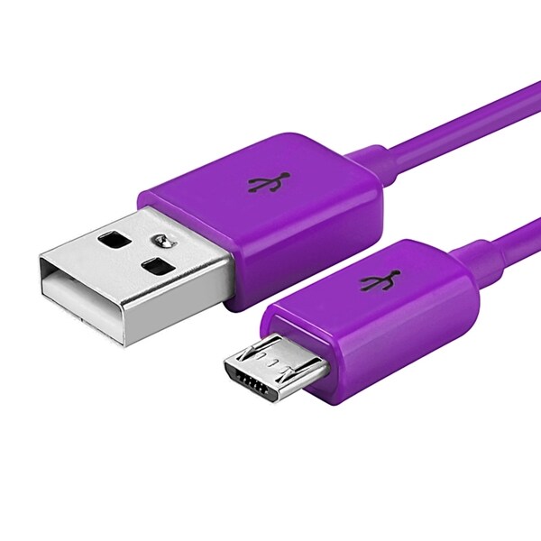 Insten 6-foot Purple Universal Micro USB 2-in-1 Charging Data Transfer M/ M Cable Cord for Motorola Nexus 6/ HTC One M9