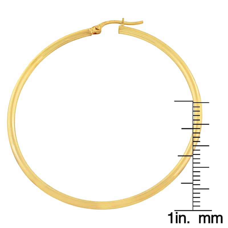 Fremada Women's 10 Karat Yellow Gold Round Hoop Earrings
