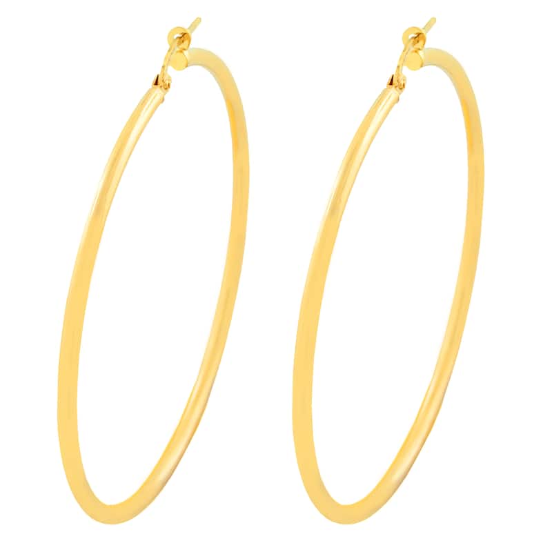 Fremada Women's 10 Karat Yellow Gold Round Hoop Earrings