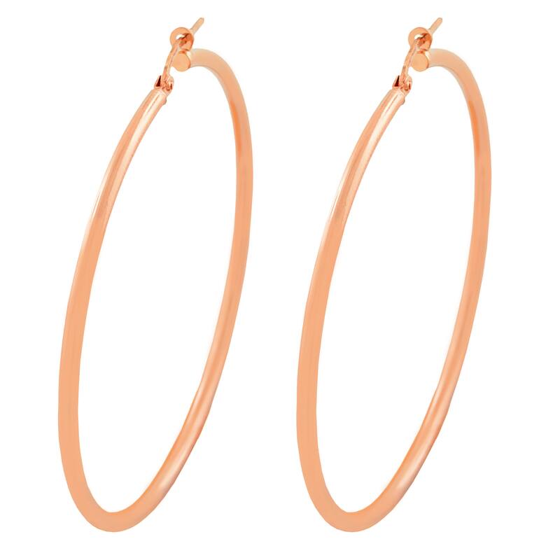 Fremada 10 Karat Pink Gold 2x50-mm Round Hoop Earrings