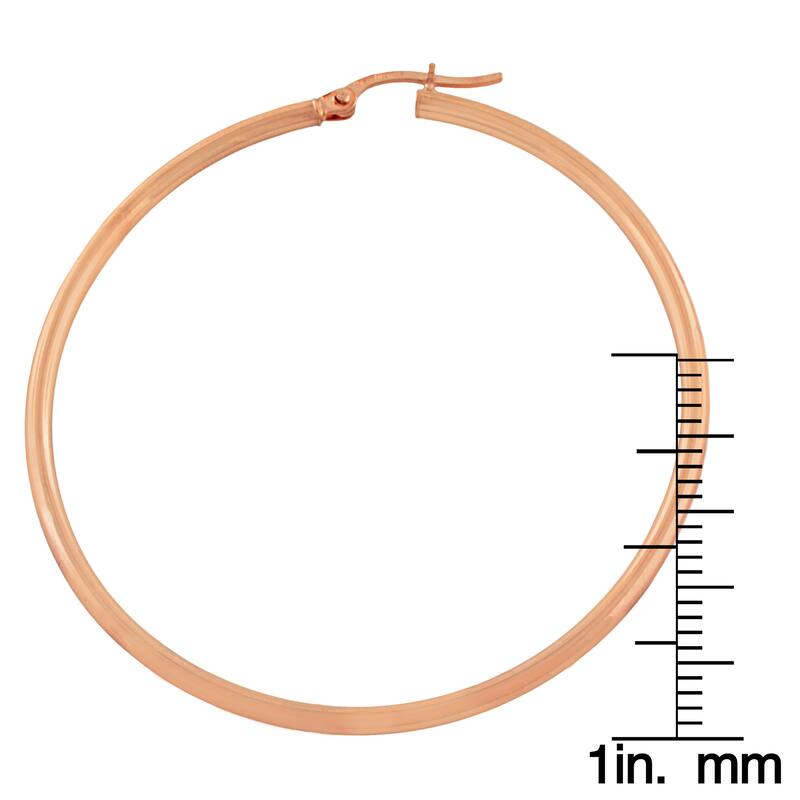Fremada 10 Karat Pink Gold 2x50-mm Round Hoop Earrings