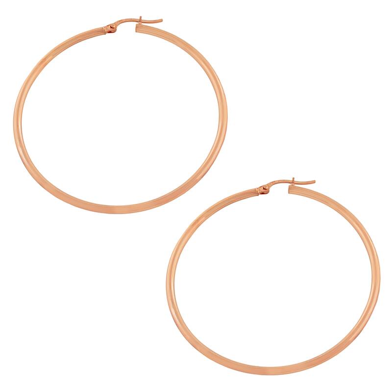 Fremada 10 Karat Pink Gold 2x50-mm Round Hoop Earrings