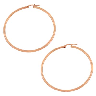 Fremada 10 Karat Pink Gold 2x50-mm Round Hoop Earrings